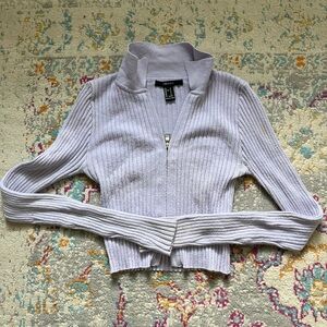 Cropped purple zip up sweater forever 21
